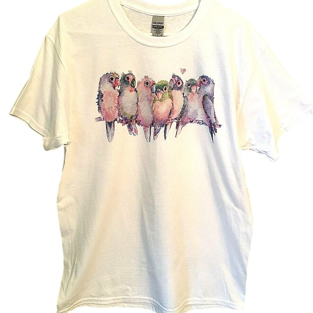T Shirt Parrot Chick Baby Bird Standard Size Large White NEW NWOT